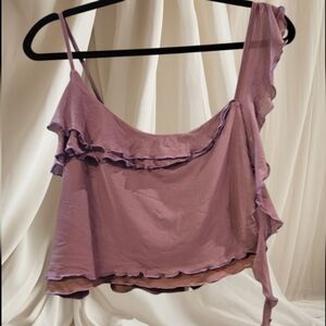 NWT* Cider Purple Asymmetrical Sleeve Women's XL Ruffle Top